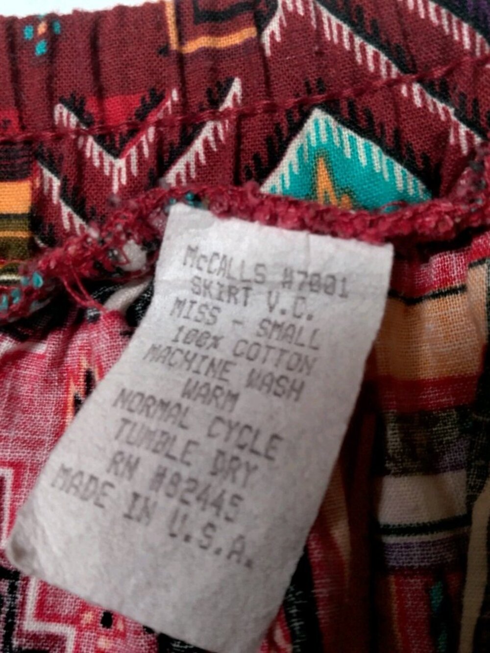 McCalls Skirt Small Long Maxi Southwestern Native Patchwork Tribal Print Natural - Picture 3 of 11